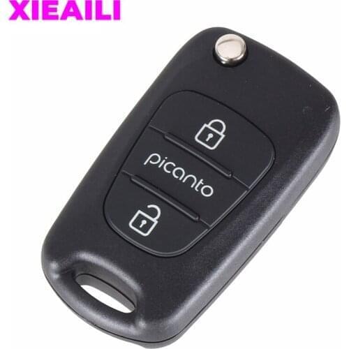 XIEAILI 20Pcs/Lot OEM 3Button Flip Floding Remote Key Shell For Kia Picanto Replacement Key Case S672