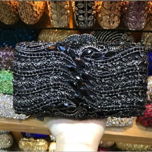 XIYUAN BRADN Hollow Out Women Gold Crystal Evening Bag Wedding Formal Dinner Party Clutch Handbag and Purse fit iphone 7 plus