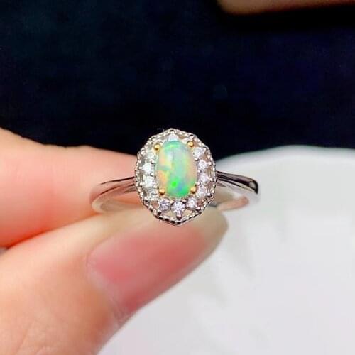CoLife Jewelry 100% Natural White Opal Ring 4mm*6mm Opal Silver Ring 925 Silver Opal Jewelry Gift for Young Girl