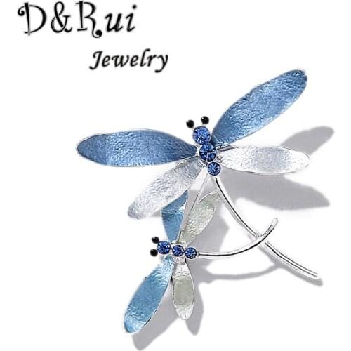 2020 Vintage Enamel Dragonfly Brooches Pins for Women Fashion Blue Wedding Mothers Day gifts Womens Crystal Brooch Accessories