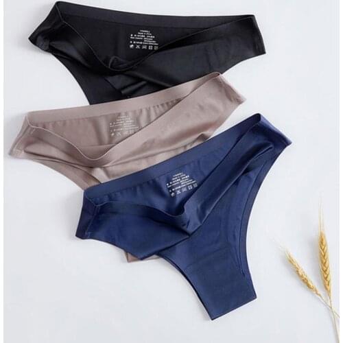 Thong Panties Seamless Silk Underwear Brief Sexy Tanga Lingerie Women G String Thongs Panty Breeches Briefs