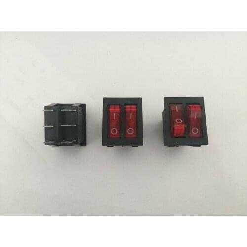 10pcs Mounting Hole 31mm x 22mm AC 15A/250V 20A/125V Double Red Light 6 Pin SPST ON/OFF 2 Way Boat Rocker Switch Discount 70