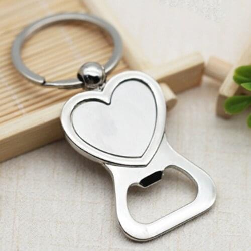 10pcs 25mm Heart Bottle Opener With Hangings Ring Keychain Portable Beer Bottle Opener Bar Beverage For DIY Bottle Opener Making