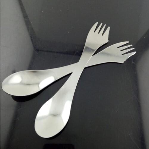 100pcs Fork spoon spork 3 in 1 tableware Stainless steel cutlery utensil combo Kitchen outdoor picnic scoop/knife/fork