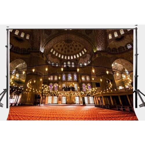 150x220cm Shiny European Ceiling Lamps Backdrop Empty Big European Buliding Photography Background