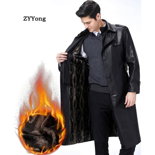 2020 Winter Leather Sheepskin Mens Leather Jacket Coats Windbreaker Plus Size 5XL European Russia Male Genuine Leather Trench