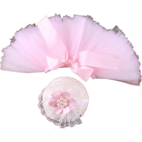 23GD Baby Mesh Tutu Dress Headband Set Newborn Photography Props Clothes Headdress Kit Infants Photo Shooting Accessories