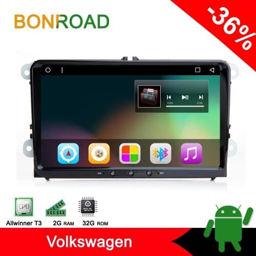 Bonroad 9"Android 7.1 Radio Stereo Car Multimedia Player For Volkswagen T5 B6 Golf For Skoda leon with GPS Navigation(no dvd )