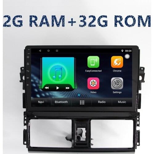 2 din Octa Core RAM2G+ROM32G Car Android8.1 radio Player for toyota vios 2014 with stereo radio BT WIFI FM Map Music Video