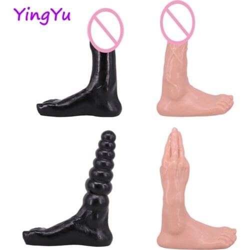 Foot Design Huge Dildo Realistic With hand Double Fist Dildo Female Masturbator Huge Anal Plug Beads Sex Toys For Couples