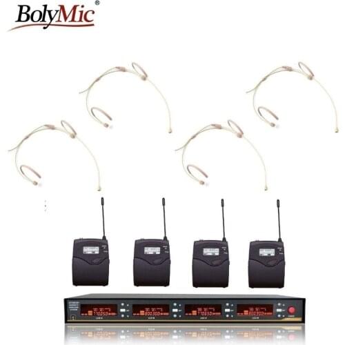 Bolymic 4 channels wireless microphone Headset UHF Professional Wireless microphones