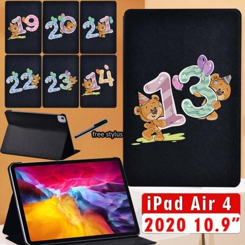 Initial Pattern Ipad Case for Air 4 2020 10.9 PU Leather Foldable Stand Case for ipad air 4 10.9 Inch Tablet Shell Folio Cover