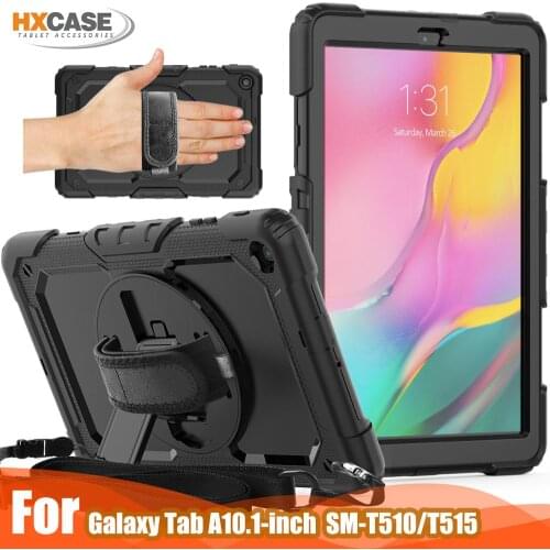 HXCASE Tablet Case for Samsung Galaxy Tab A 10.1 Case 2019 T510 T515 Protective Cover 360 Rotation Silicone pencil holder