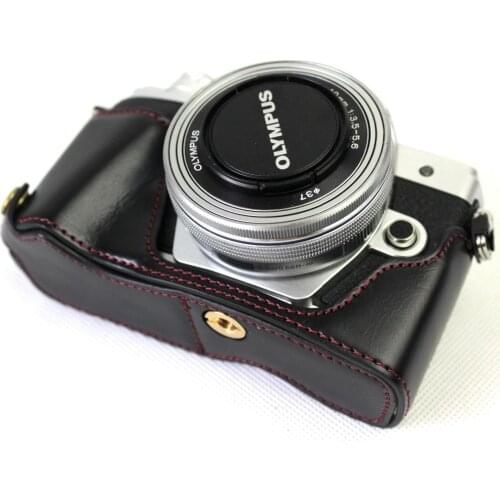 High Quality PU Leather Camera Base Half Body Camera Bag For Olympus em10 E-M10 III II Battery Opening protection Case