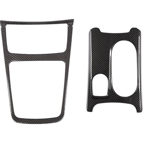 Black Chrome Interior Center Storage Box Trim Ashtray Frame with Car Carbon ABS Chrome Cup Holder Cover Trim Car