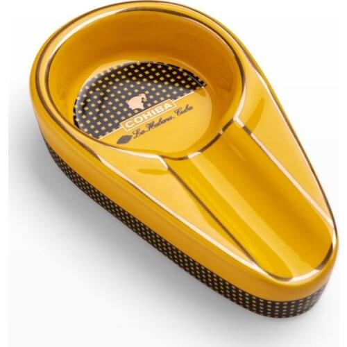 Cigar Gadgets Ceramic Ashtray Single Cigar Holder mini Portable Ash Slot tray Tobacco Cigarette Ashtray Gift Box for COHIBA