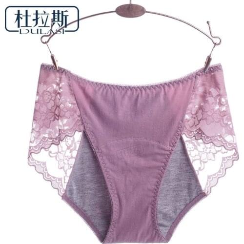 Cotton Period Panties Lace Women Underwear Breathable Physiological Briefts Sexy Menstrual Leakproof Undies Mid Waist Lingerie