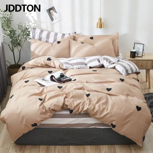 JDDTON 2020 New Lovely 4pcs Bedding Set Simple Cute Style Bed Linen Duvet Cover Set AB Side Bed Sheet Set Pillowcase Cover BE071