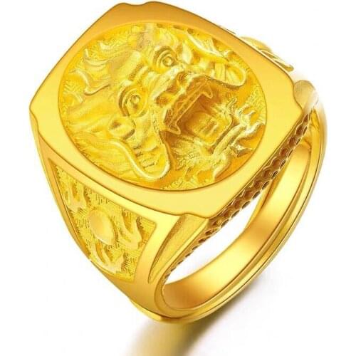 Gold Dragon Rings Women Men Luxury Hip Hop Punk Resizeable 7 to 11 Animal Rings Anniversary Birthday Gift
