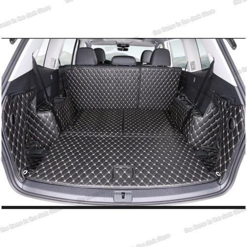 Leather Car Trunk Mat Cargo Liner for volkswagen atlas teramont vw 2017 2018 2019 2020 2021 boot 5 7 seats accessory cross sport
