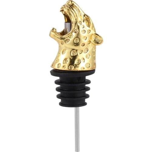 Alloy Leopard Head Shaped Wine Pourer Stoppers Cute Wine Bottle Caps Beverage Bottle Stopper for Home Party