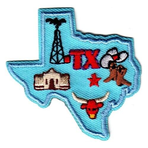 Hot! TEXAS STATE SHAPE Iron On Patch Southwest (Size is about 7 * 7 cm)