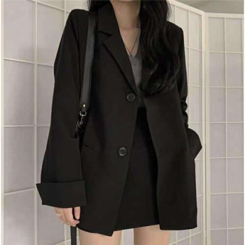 Internet Celebrity Small Suit Jacket Female 2021 Spring and Summer Korean Style British Style Black Suit Design Sense Niche Top