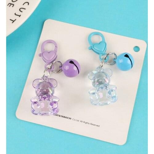 Cute Animal Bear Acrylic Keyring Cartoon Transparent Bear Heart Keychain Women Girl Car Backpack Pendant Trinket Key Fob Gift