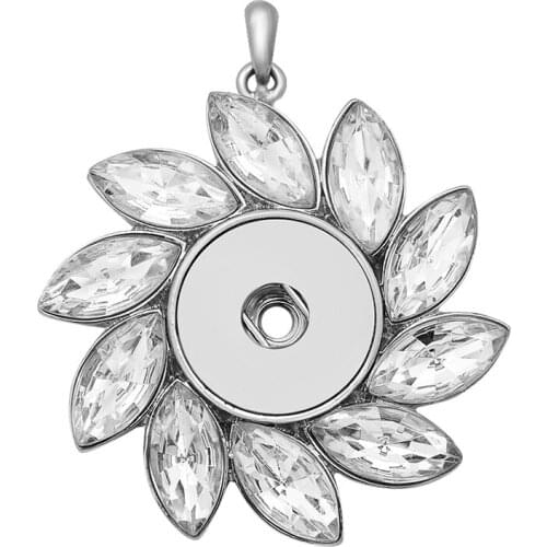 Fashion elegant Beauty Crystal Rotating pendant snap necklace 60cm chain fit 18mm snap buttons snap jewelry wholesale XL0124