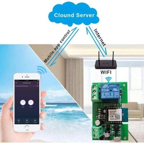 Ewelink/tuya Jog Inching Switch Module ,USB 5V 7-32V DIY Smart Switch, Works with eWeLink Bridge, Voice Control by Alexa