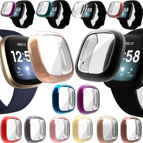 Soft Tpu Case For Fitbit Sense/Versa3 Full Screen Protector Cover For Fitbit Versa 3 Smart Watch Bumper Plating Shell