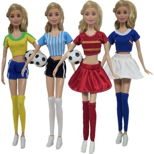 NK 2020 Newest Hot Sale Doll Fashion Football Suit Female Football Player For Barbie Doll Clothes + Pants + Socks Accessories JJ