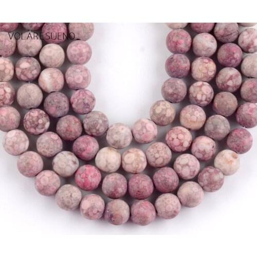 Natural Dull Polish Matter Rose Red Flower Stone Round Beads Spacer Loose Beads For Jewelry Making 6mm8mm10mm Diy Bracelet 15"