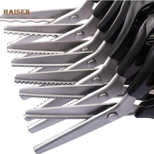 Haisen,Round&ZigZag Tooth Tailor Scissors Sewing Cut Dressmaking Shear For Paper DIY Fabric Leather Handicraft Textile Material