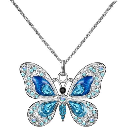 New Women Fashion Oil Painting Rhinestone Inlaid Bowknot Alloy Necklace Jewelry Gift For Women