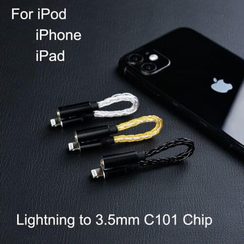 JCALLY Jm08l Lightning to 3.5mm Cable 12 cores adapter MFi silver-plated headset adapter for iphone 12 Pro Max mini SE MAX 6 7 8