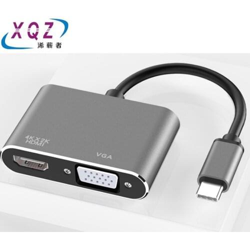 Type-c to HDMI+VGA cable 3.1 to HDMI+VGA converter USB-C to HDMI+VGA adapter 2in1 type-c docking