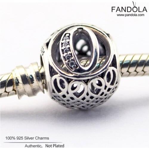 Authentic 925 Sterling Silver Alphabet Vintage O Letter Charms Beads for Jewelry Making Fits Original Bracelet Kralen