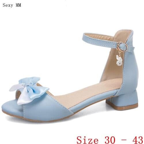 Gladiator Sandals Peep Toe Women Low Heels Summer Pumps D'Orsay Shoes Woman Low Heel Sandals Small Plus Size 30 31 32 - 41 42 43