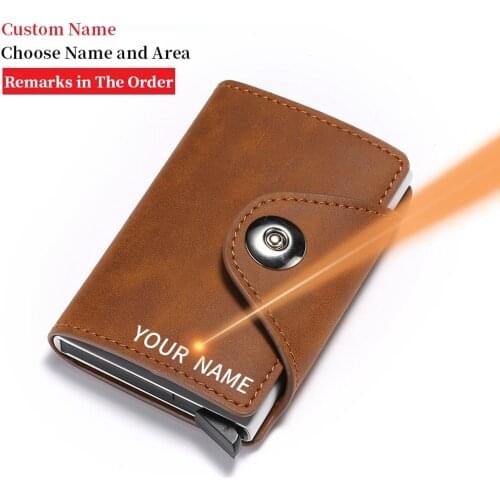 Custom name Smart Wallet Business Card Holder Hasp Rfid Wallet Aluminum Metal Credit Business Mini Card Wallet Dropshipping