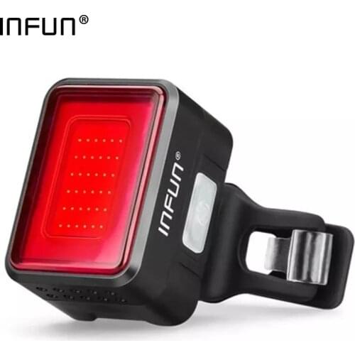 INFUN F50 Bicycle Rear Light For Bike Automatic Brake Induction Taillight Bicycle Lighting MTB Cycling Charge LED Safety Lamp