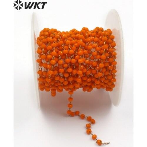 WT-RBC056 Bright Vermilion Color Beads In Top Quality Gold Electroplated Wire Wrapped Random Size Beads 2-3mm Wholesale 5 Meter