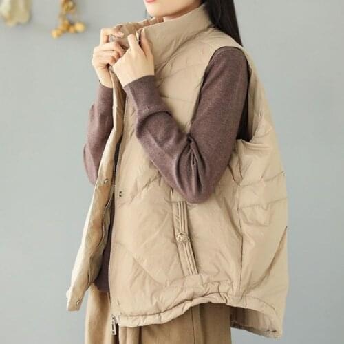 2021 Winter Warm Jackets Loose Oversized Casual Hooded Cotton-padded Jacket Loose Padded Vest Waistcoat Womens Sleeveless Coat