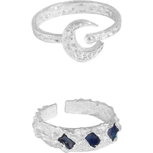 Uniorsj 100% 925 Sterling Silver High Quality Fashion Moon Open Rings for Women Jewelry