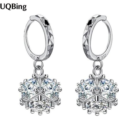 925 Sterling Silver SnowFlake Women Luxury Clip Earrings On Ear Beautiful Jewelry