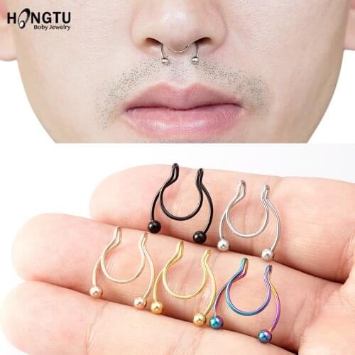 1-5pcs Non Piercing Fake Nose Ring Hoop Septum Rings Nose Piercing Fake Surgical Steel Fake Piercing Nose Piercings Jewelry 20G