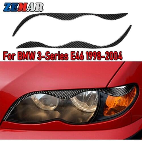 1set Carbon Fiber For BMW E46 3 series 1998-2004 Car Headlight Eyebrow Trim Frame Eyelid Lights sticker Decoration M Accessories