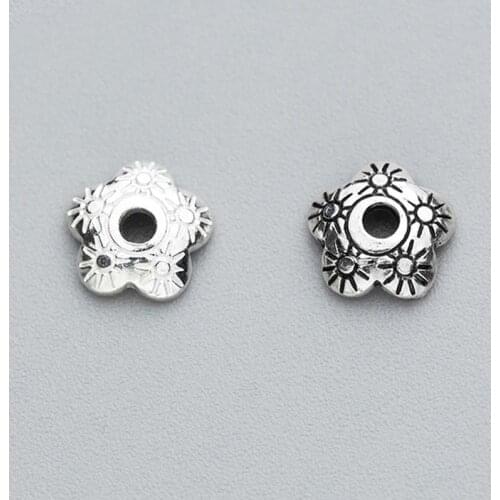 10pcs/lot High Quality 100% 925 Sterling Silver Craft Flower Bead Caps Hand Made Tassel Fringe End Cap DIY Fancy Jewelry Making