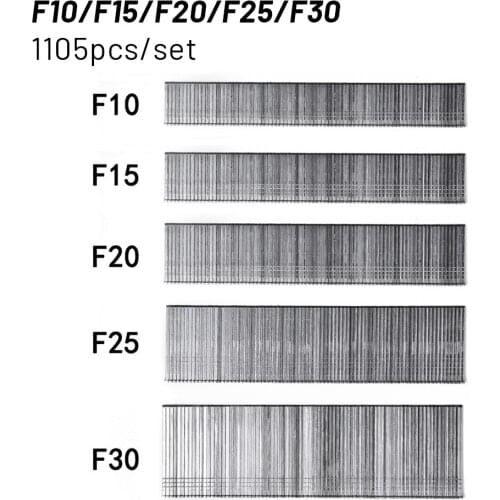 1105Pcs F15/F20/F25/F30 Nail Gun Straight Brad Nails 304 Stainless Steel Stapler Nailer Staples For Woodworking Furniture DIY