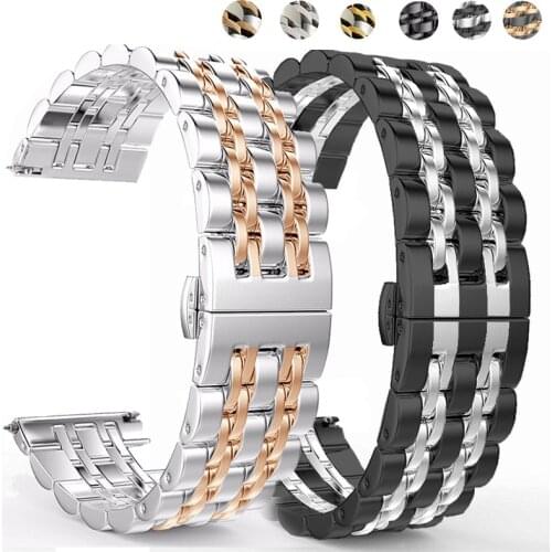 22mm 20mm Band for Samsung Galaxy Watch 3 41 45mm Gear S3 46mm 42mm Watch Stainless Steel Strap for Amazift Metal Wrist Bracelet